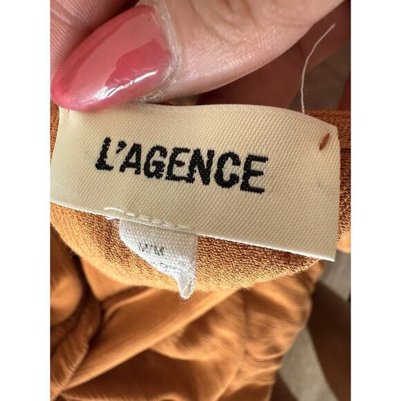 L'AGENCE Gathered Maxi Dress Surplice Neckline Dolman Sleeve Side Slit Medium - Picture 10 of 16